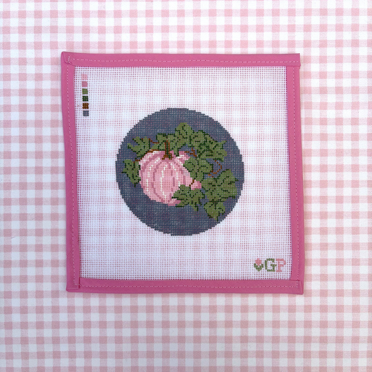 Pink Pumpkin Round with Grey Background