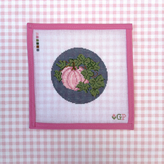 Pink Pumpkin Round with Grey Background