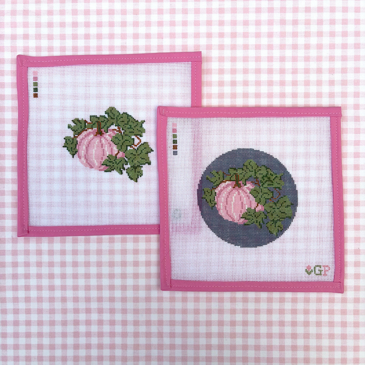 Pink Pumpkin Round with Grey Background